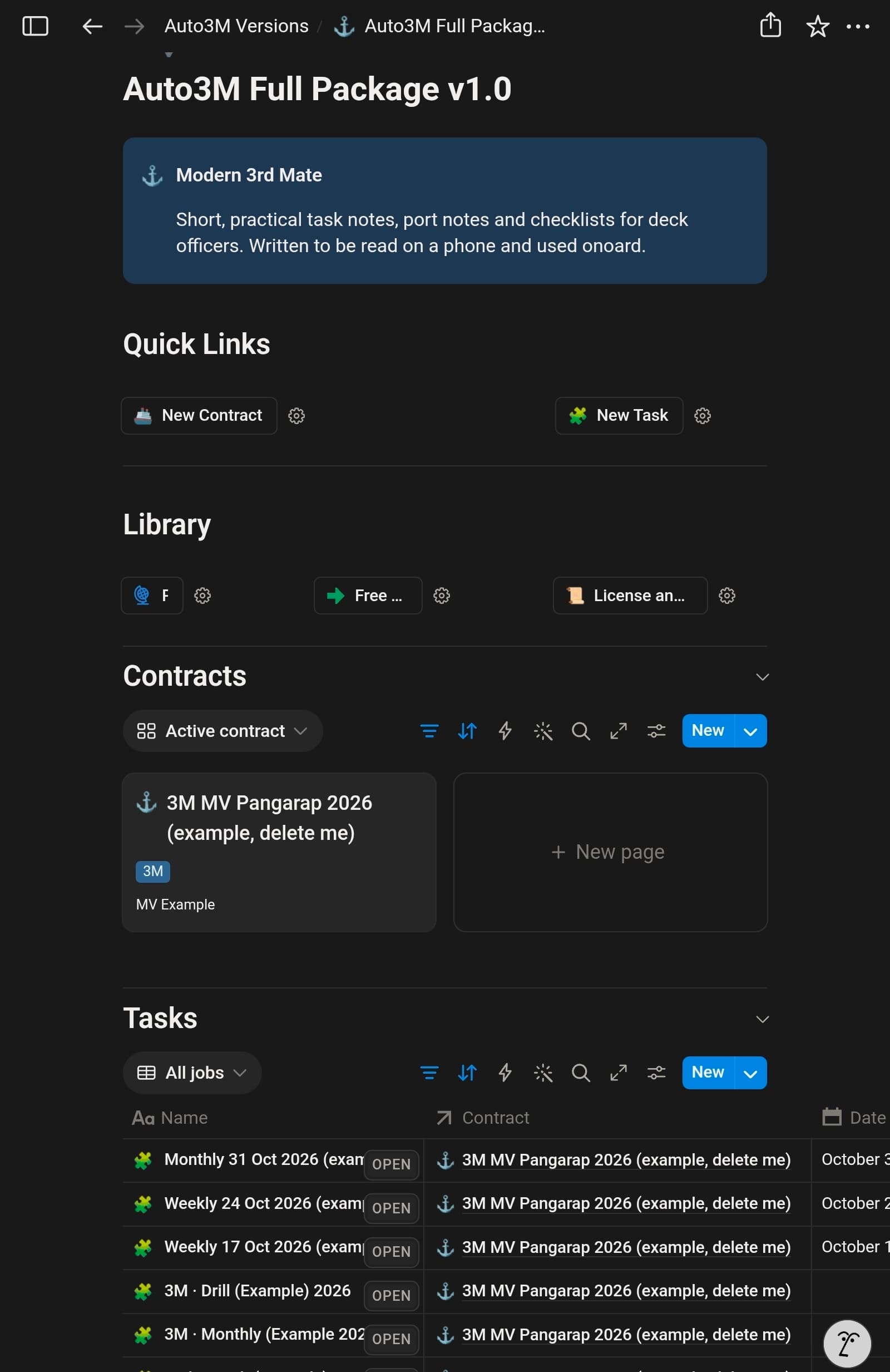 Auto3M in Notion on a tablet